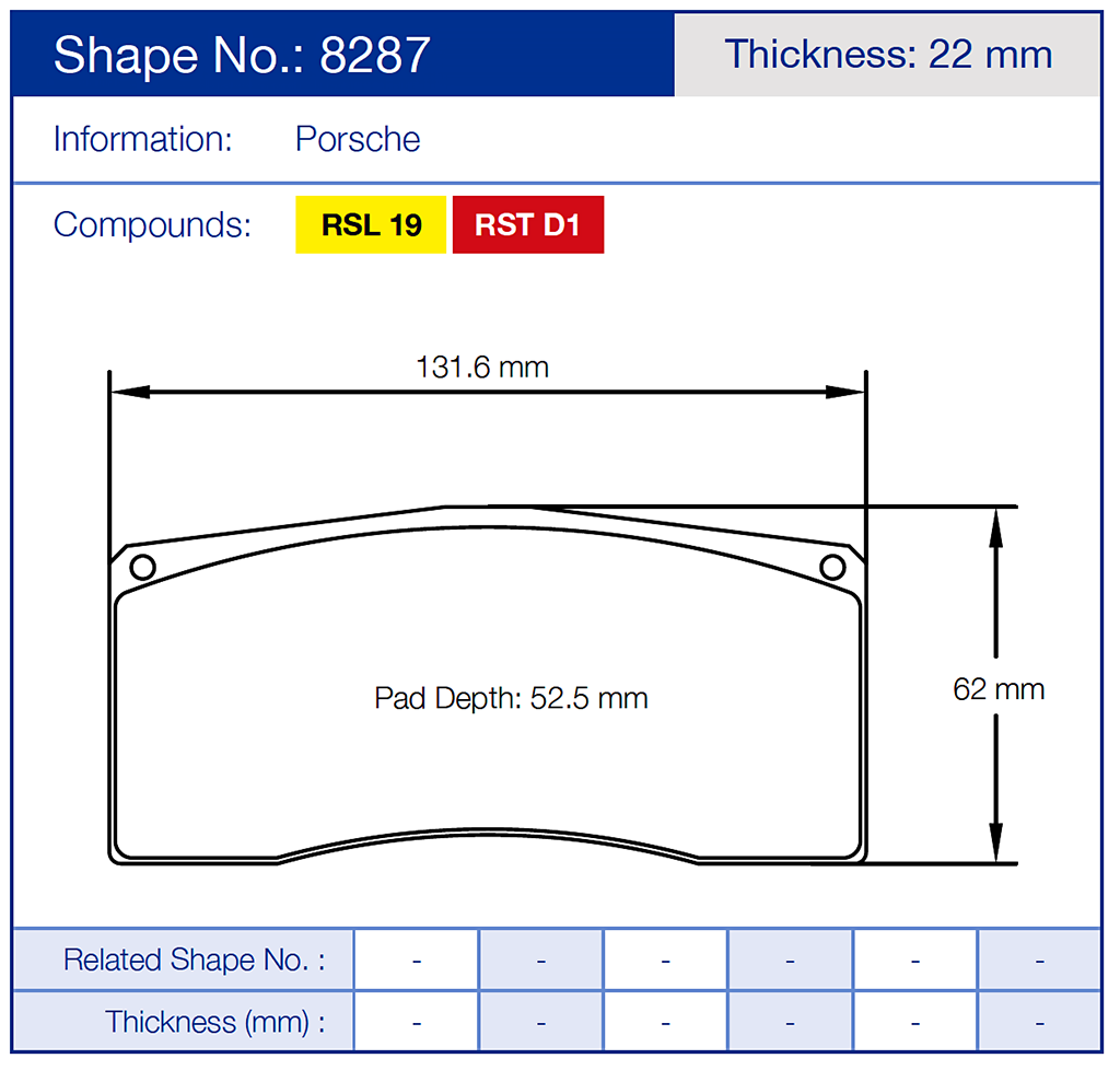 Pagid 8287 Racing Brake Pads
