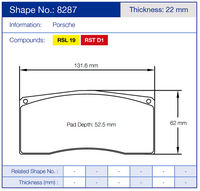 Thumbnail for Pagid 8287 Racing Brake Pads