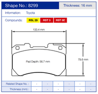 Thumbnail for Pagid Racing Brake Pads No. 8299 (Front)
