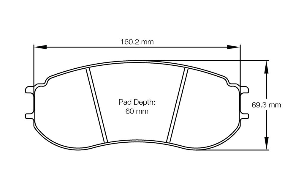 Pagid racing brakes pad shape no. 8241 Porsche 991 GT3 R race car.