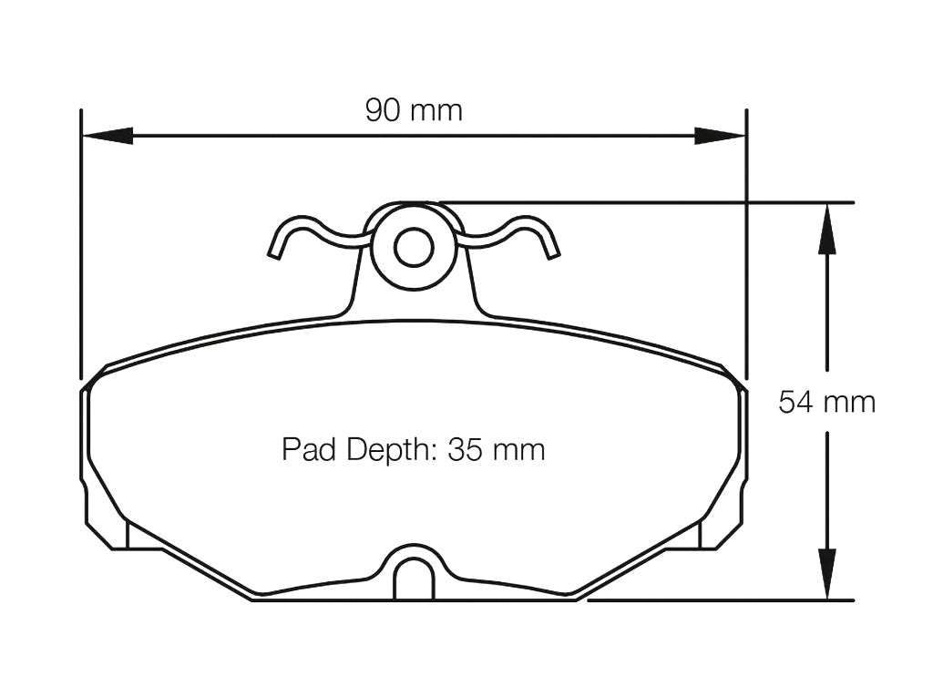 Technical drawing of Pagid 1163 brake pad with dimensions labeled