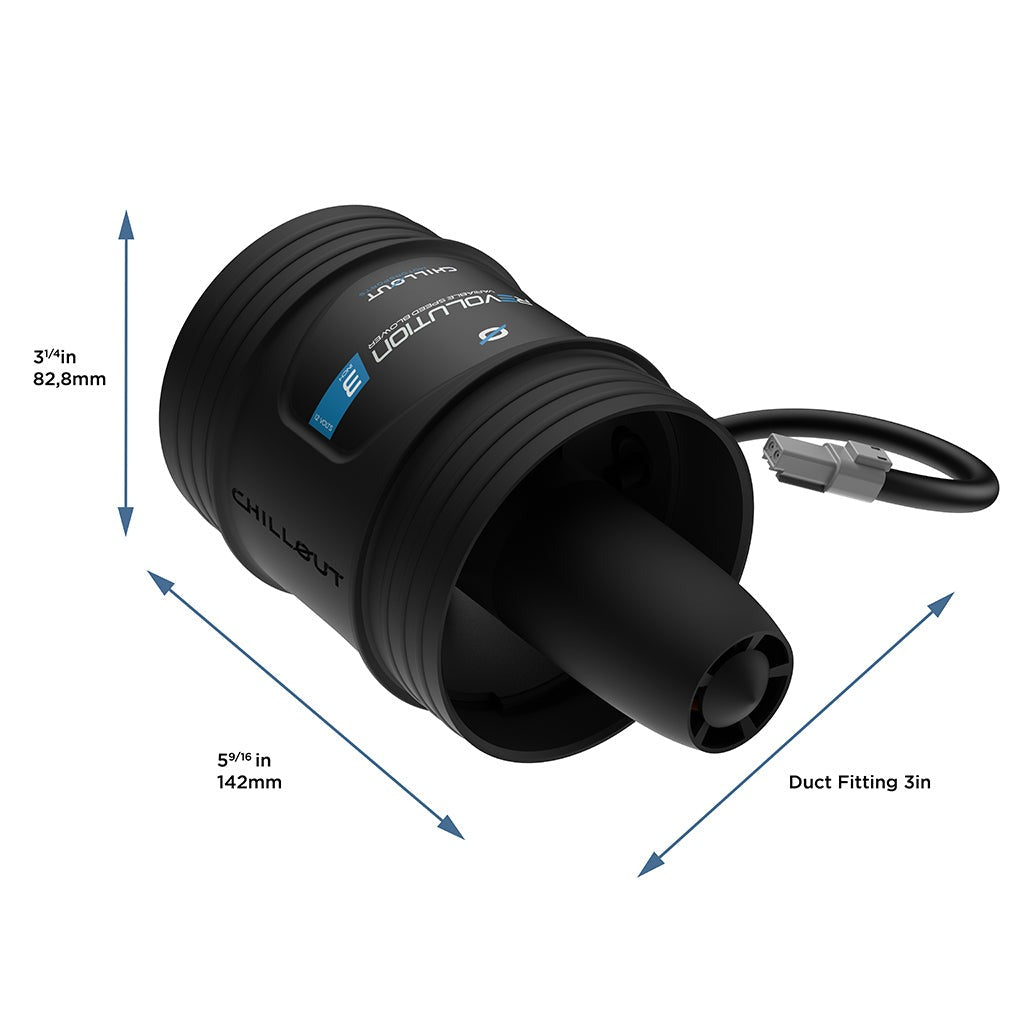 Chillout Systems Revolution 3-Inch Blower lightweight body for cockpit cooling images 
