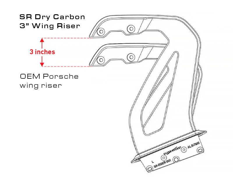 Silver Rocket GT4 RS Dry Carbon 3" Wing Risers