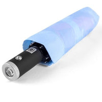 Thumbnail for Close-up of Sparco Gulf Foldable Umbrella showing LED torch built into black handle with blue cover

