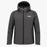 Thumbnail for Sparco Hooded Softshell Jacket grey and black front view

