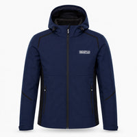 Thumbnail for Sparco Hooded Softshell Jacket navy and black front view
