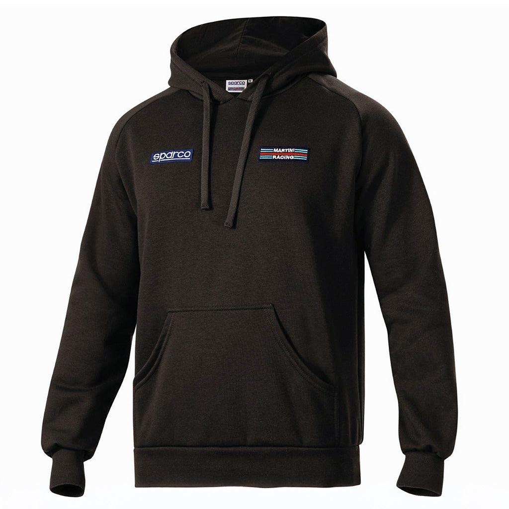 Black hoodie with logos on a white background