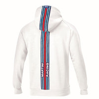 Thumbnail for White hoodie with Martini Racing logo and stripes on a white background
