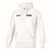 Thumbnail for White hoodie with logos on the chest on a white background