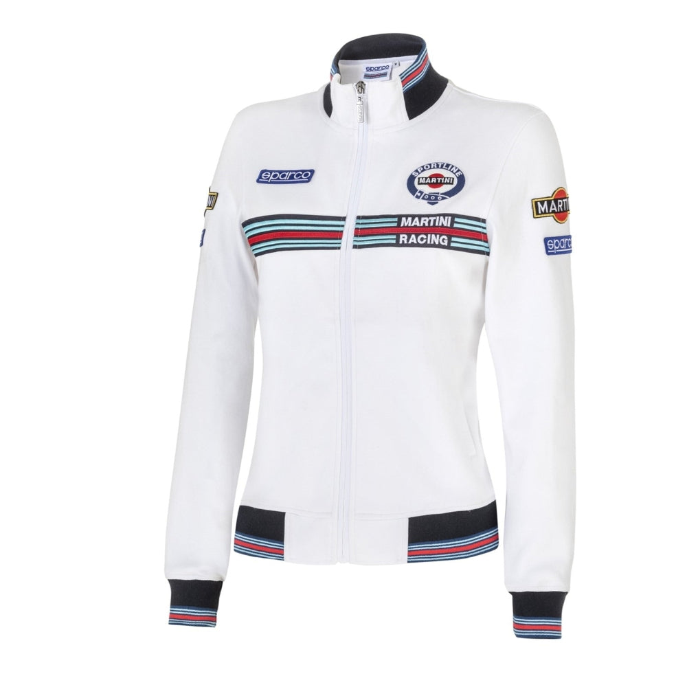 Sparco Martini Racing Lady Zip Sweatshirt white front view, white background