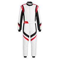 Thumbnail for Sparco Prime racing suit in white with red and black accents on a clean white background