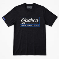 Thumbnail for Sparco Script Tee Black front view with vintage motorsport logo