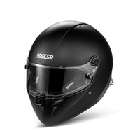 Thumbnail for Sparco Stealth RF SA2025 matte black racing helmet with clear visor angled front view