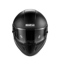 Thumbnail for Sparco Stealth RF SA2025 matte black racing helmet front view with clear visor