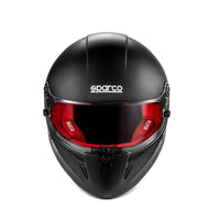 Thumbnail for Sparco Stealth RF SA2025 matte black racing helmet front view with red interior