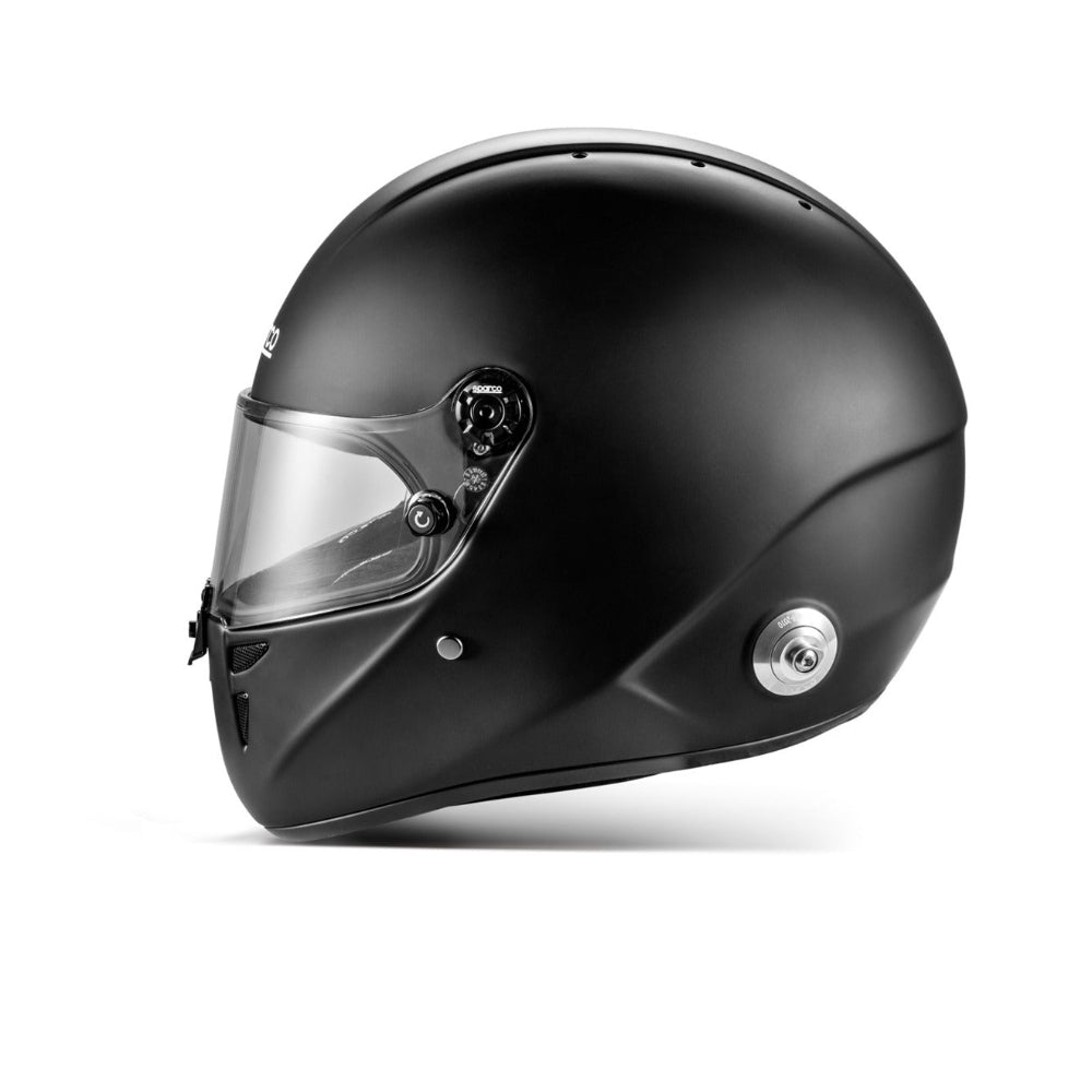 Sparco Stealth RF SA2025 matte black racing helmet left side profile