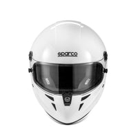 Thumbnail for Sparco Stealth RF SA2025 white racing helmet with clear visor front view