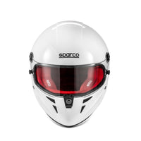 Thumbnail for Sparco Stealth RF SA2025 white racing helmet front view with red interior