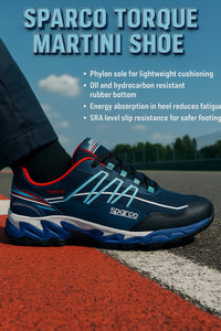 Thumbnail for Sparco Torque Martini shoe on a track with product features listed.