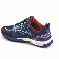 Thumbnail for Blue and red athletic shoe on a white background