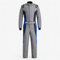 Thumbnail for Sparco Victory Pro boot cuff racing suit grey and blue front view