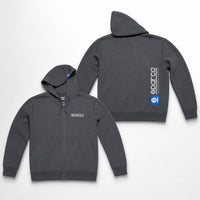 Thumbnail for Sparco WWW full zip hoodie in grey showing front and back views with Sparco logo branding