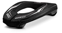 Thumbnail for Sparco K-Ring Karting Neck Collar Black/White top view showing contoured neck opening, 360-degree support design, and white graphic accents
