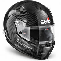 Thumbnail for Stilo ST5.1 GT Carbon Fiber SA2020 racing helmet in three-quarter front view, featuring a glossy exposed carbon fiber shell, clear racing visor, central shield locking mechanism, integrated chin ventilation, and aerodynamic design.