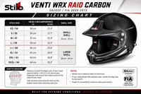 Thumbnail for Stilo Venti WRX Raid Carbon racing helmet sizing chart with Stilo sizes, head circumference measurements, shell sizes, and measuring guide