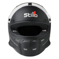 Thumbnail for Two Stilo racing helmets, one in black and one in white, with clear visors and the Stilo logo on the front.