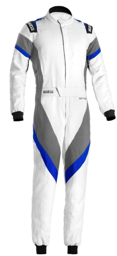 SPARCO VICTORY 2.0 RACE SUIT WHITE / BLUE FRONT IMAGE