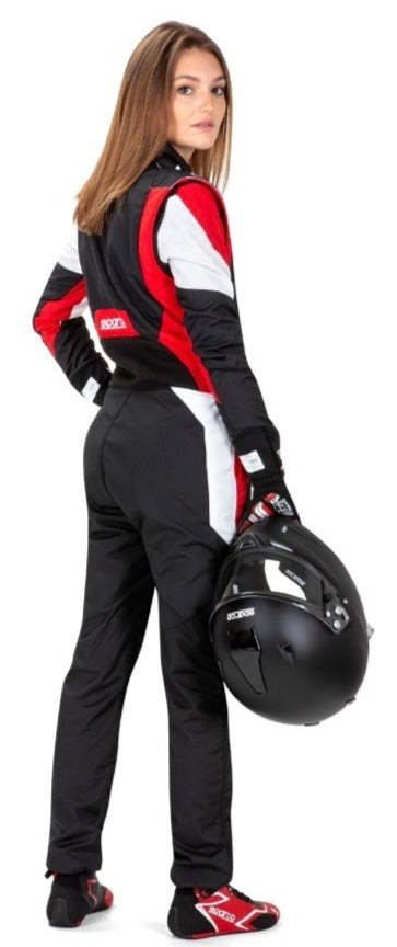 sparco ladies competition race suit black / red rear image