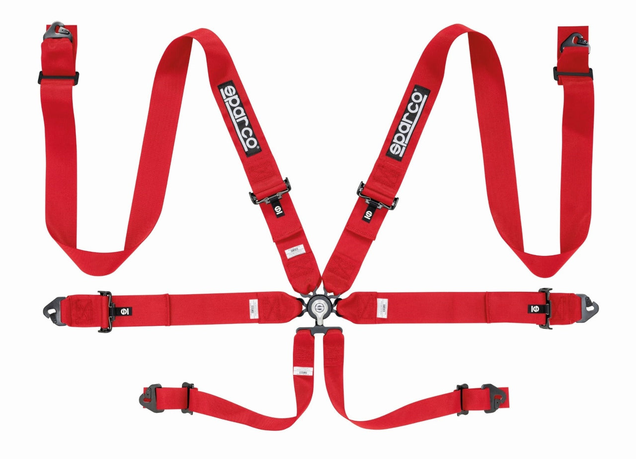Sparco 6 Point Racing Harness (3" Steel) red