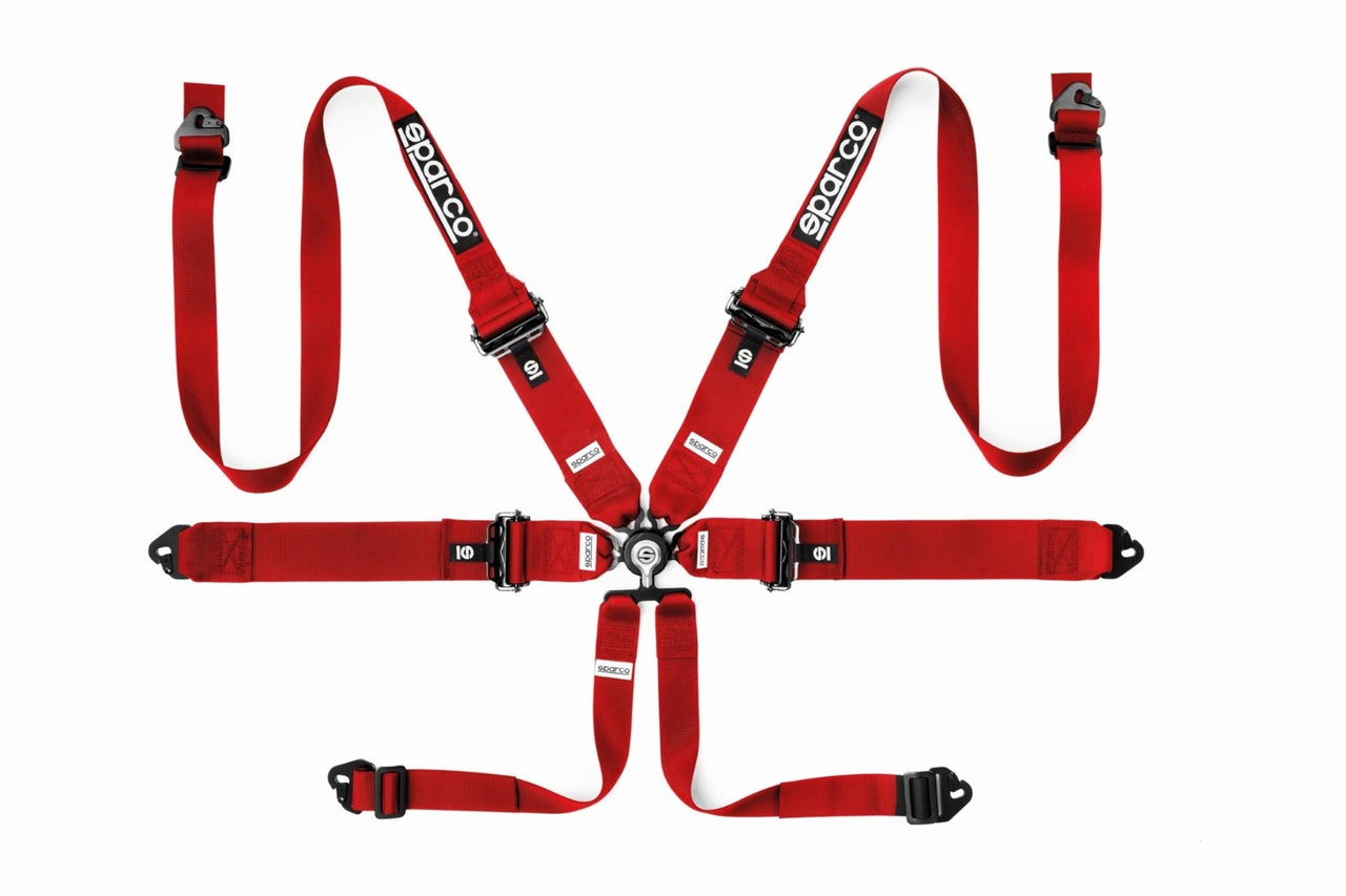 Sparco 6 Point Racing Harness (3"-2" Aluminum) red