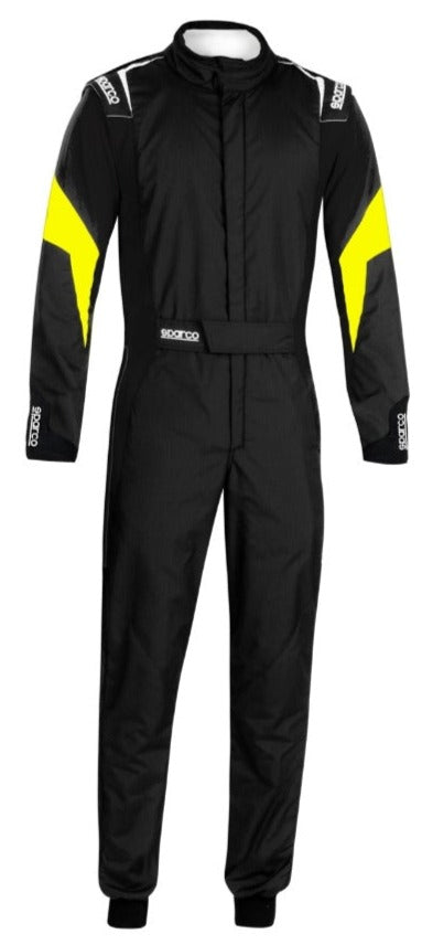  SPARCO COMPETITION RACE SUIT  BLACK / YELLOW FRONT IMAGE 