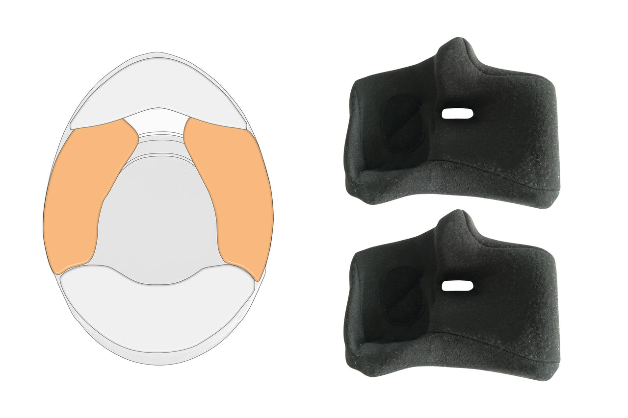 Image of Schuberth racing helmet cheek pads. Schuberth cheek pads are easily replaceable when worn or to change sizes.