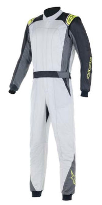 Thumbnail for ALPINESTARS ATOM FIRE SUIT SILVER / LIME FRONT IMAGE