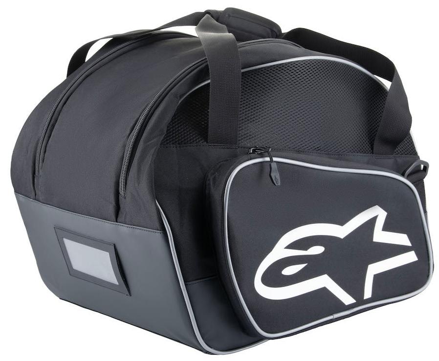 The Alpinestars Flow v3 Drying Helmet Bag displayed, highlighting its sleek design and advanced drying technology, ideal for the proactive motorsport enthusiast.