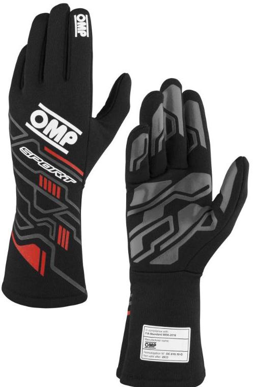 OMP Sport Gloves FIA 88556-2018 RED BLACK IMAGE