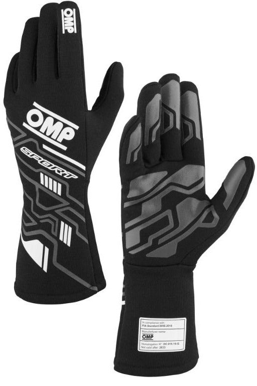 OMP Sport Gloves FIA 88556-2018 BLACK WHITE  IMAGE