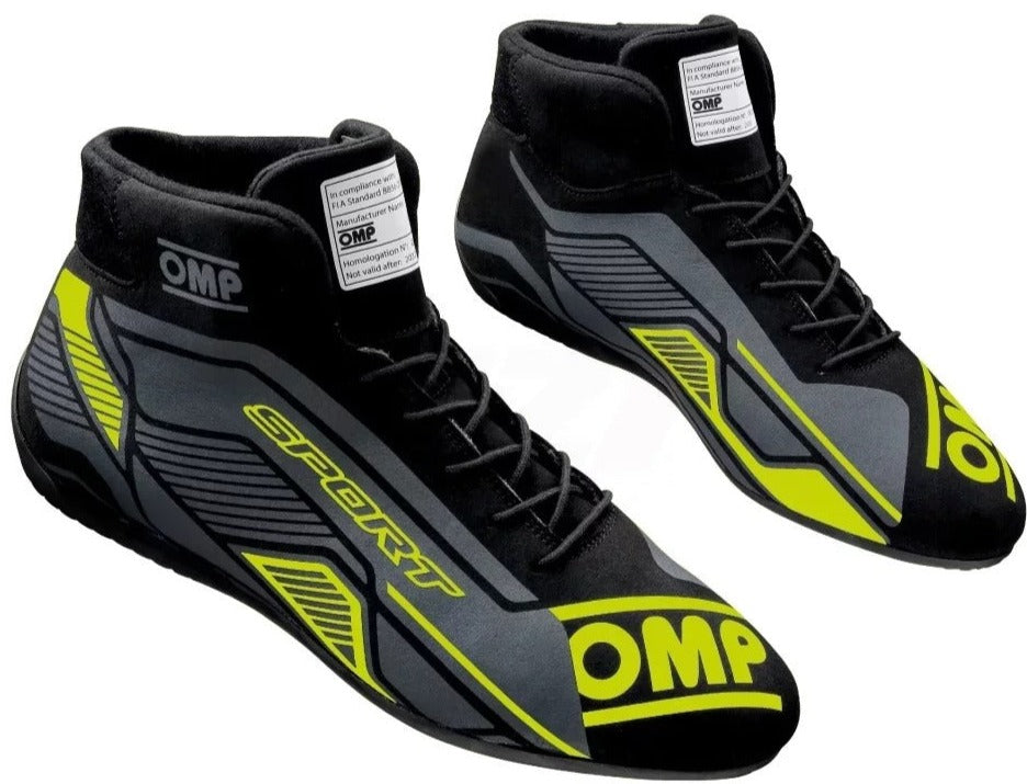 OMP SPORT SHOES FIA 8856-2018 Black / yellow Right Side Image