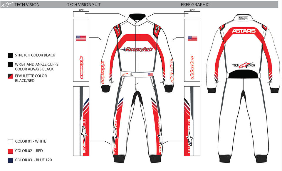 Alpinestars TechVision Custom Driver Race Suit Discovery Parts
