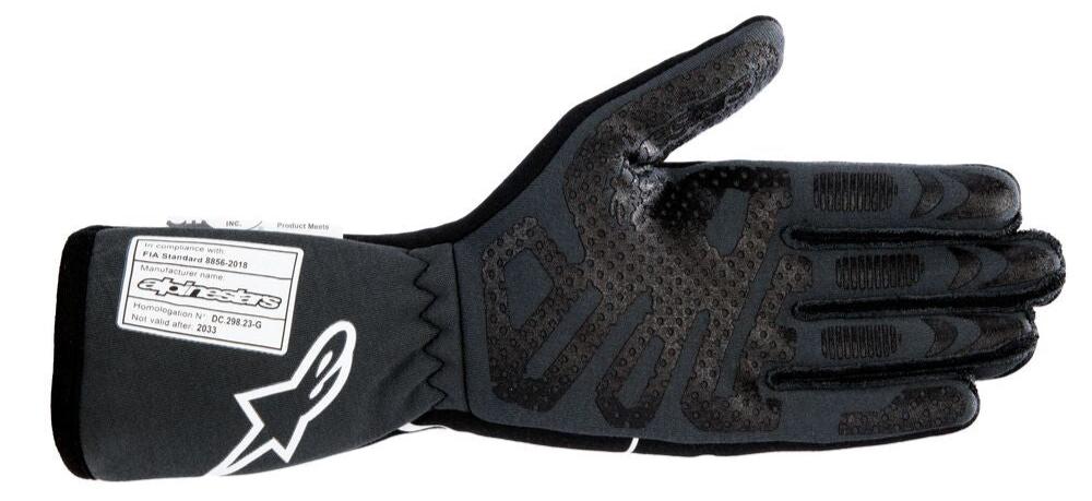 Side angle of the Alpinestars gloves, spotlighting the inside-stitched seams