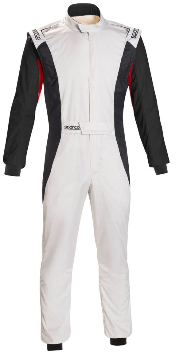 SPARCO COMPETITION USA RACE SUIT WHITE / BLACK FRONT IMAGE