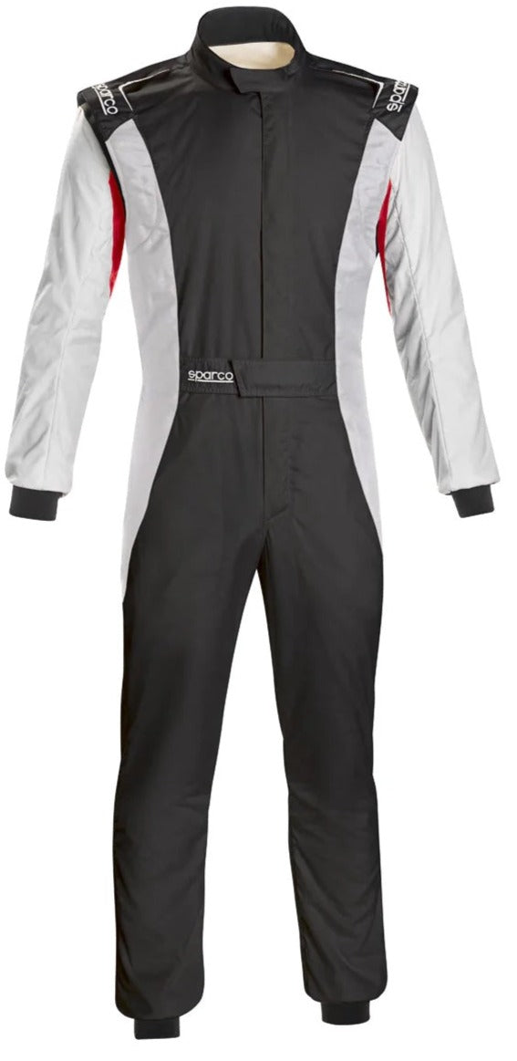 SPARCO COMPETITION USA RACE SUIT BLACK / WHITE FRONT IMAGE