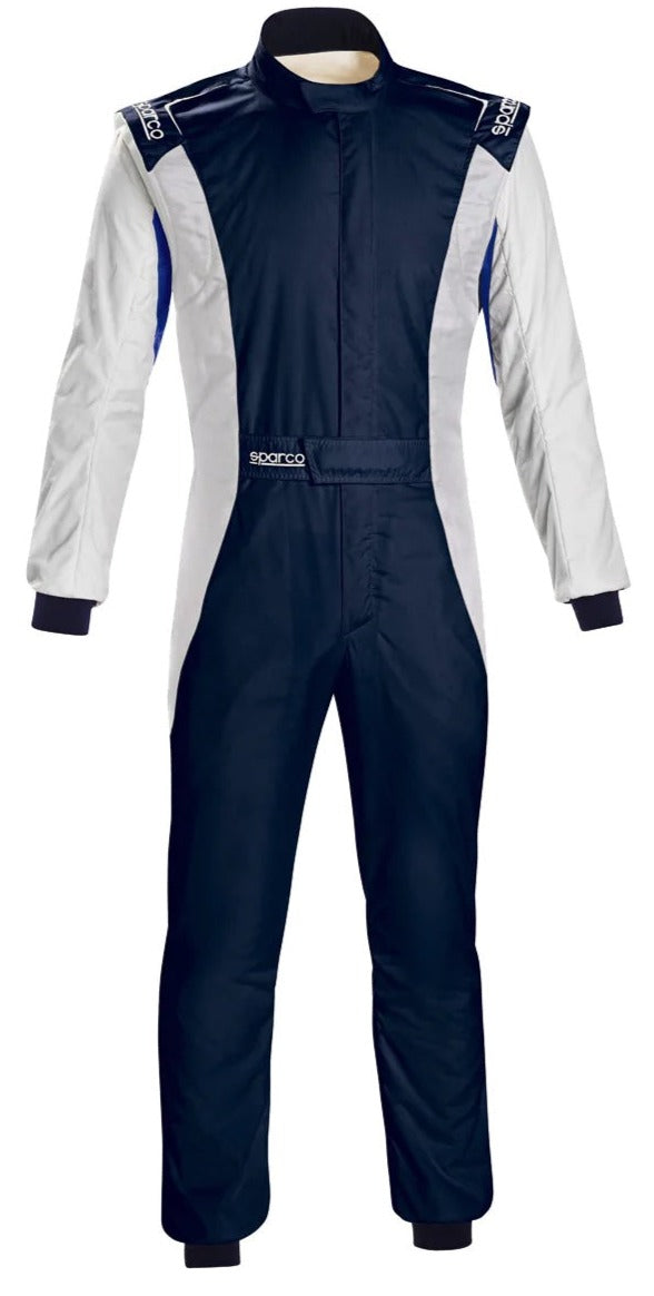 SPARCO COMPETITION USA RACE SUIT BLUE / WHITE FRONT IMAGE