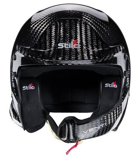 Stilo WRC Venti Carbon Fiber helmet 8860 Carbon Fiber Racing Helmet Image - Gloss Finish Front view 