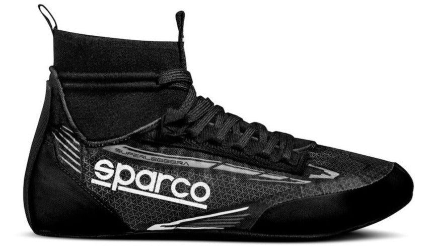 Sparco Superleggera Racing Shoes in action on the track, the top choice for motorsport professionals seeking lightweight and durable footwear.
