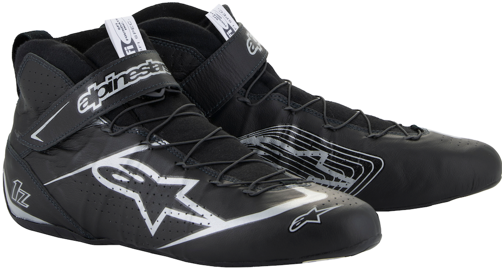 Detailed shot of the Alpinestars Tech-1 Z v3's lacing system and logo, a testament to its fusion of aesthetics and functionality for racers."
