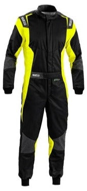 Thumbnail for Sparco Futura Racing Suit Black / yellow Front Image